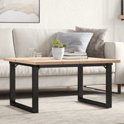 Tavolino Salotto Telaio a O 80x80x45,5cm Legno Pino e Acciaio