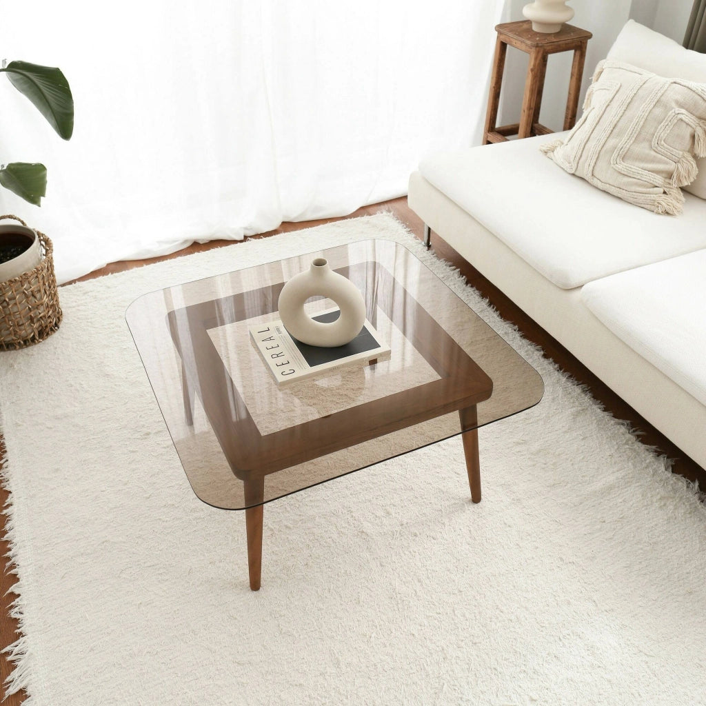 Mezzagno, Tavolino da Salotto Effetto Fume, 80x80x40h cm Marrone Bronzo