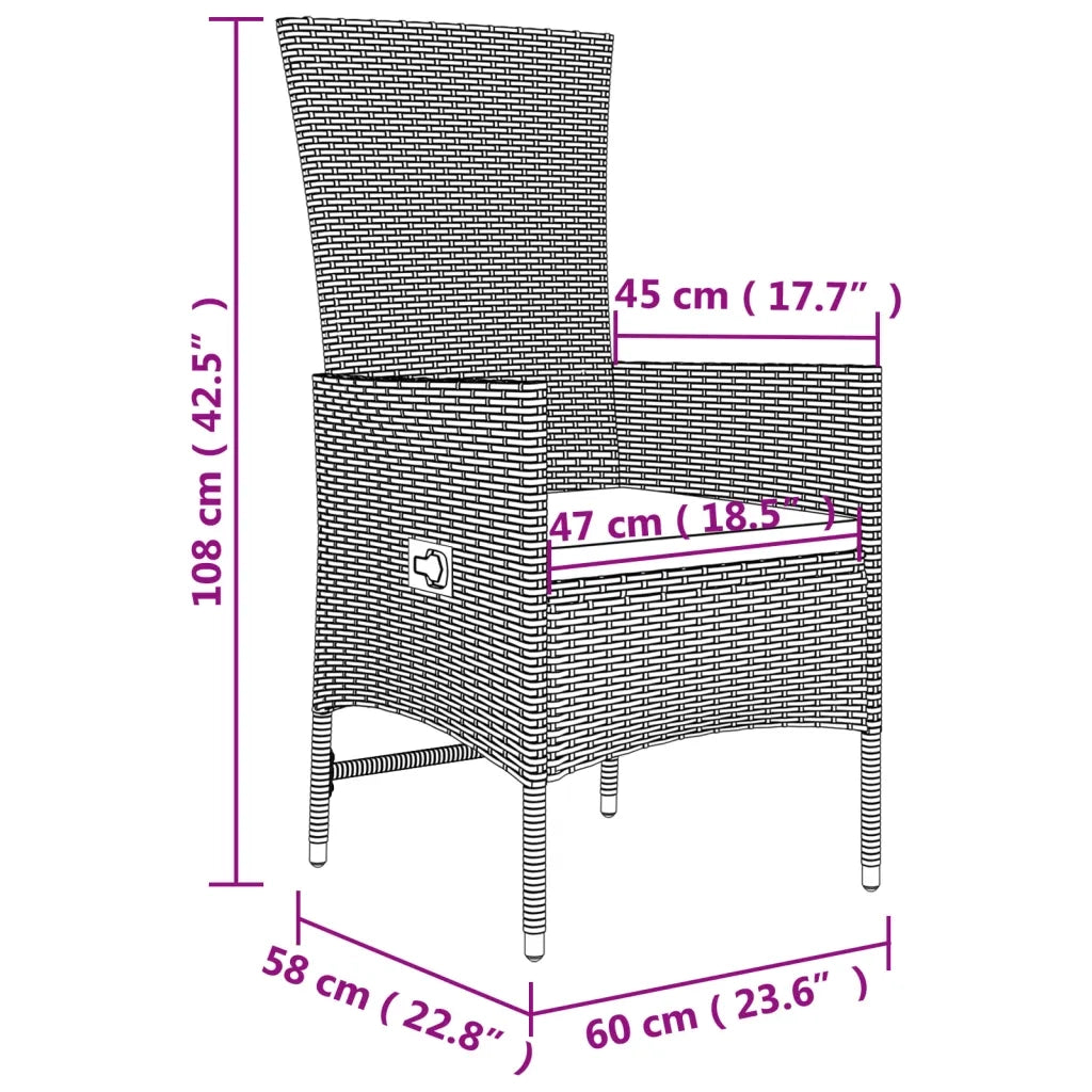 Set Mobili da Giardino 3 pz | Set Salotto da Giardino Beige Polyrattan e Acciaio