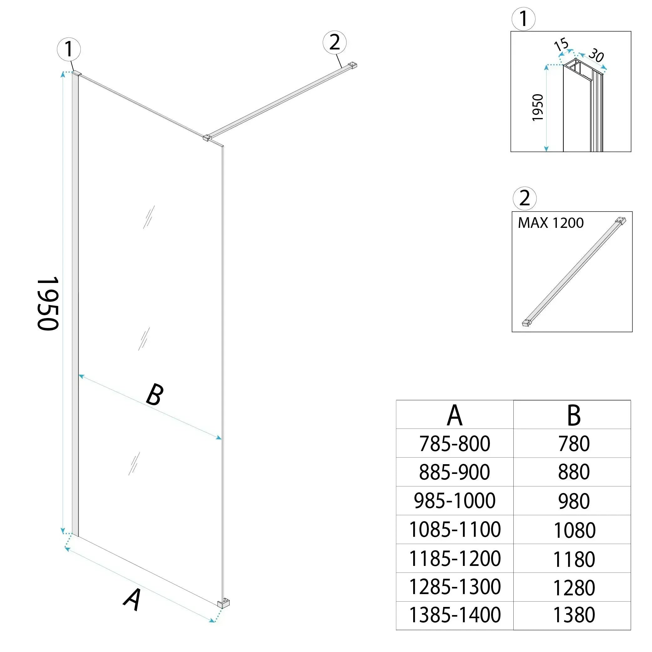 Parete Doccia Rea Flexi Brown / Gold 130