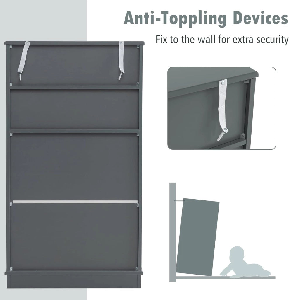 Armadietto da Bagno in MDF con Ripiani Regolabili, Mobiletto da Terra con 2 Ante e 2 Cassetti, Armadio Multifunzionale per Bagno, Soggiorno, Cucina, Bianco 60 x 30 x 108 cm (Grigio)