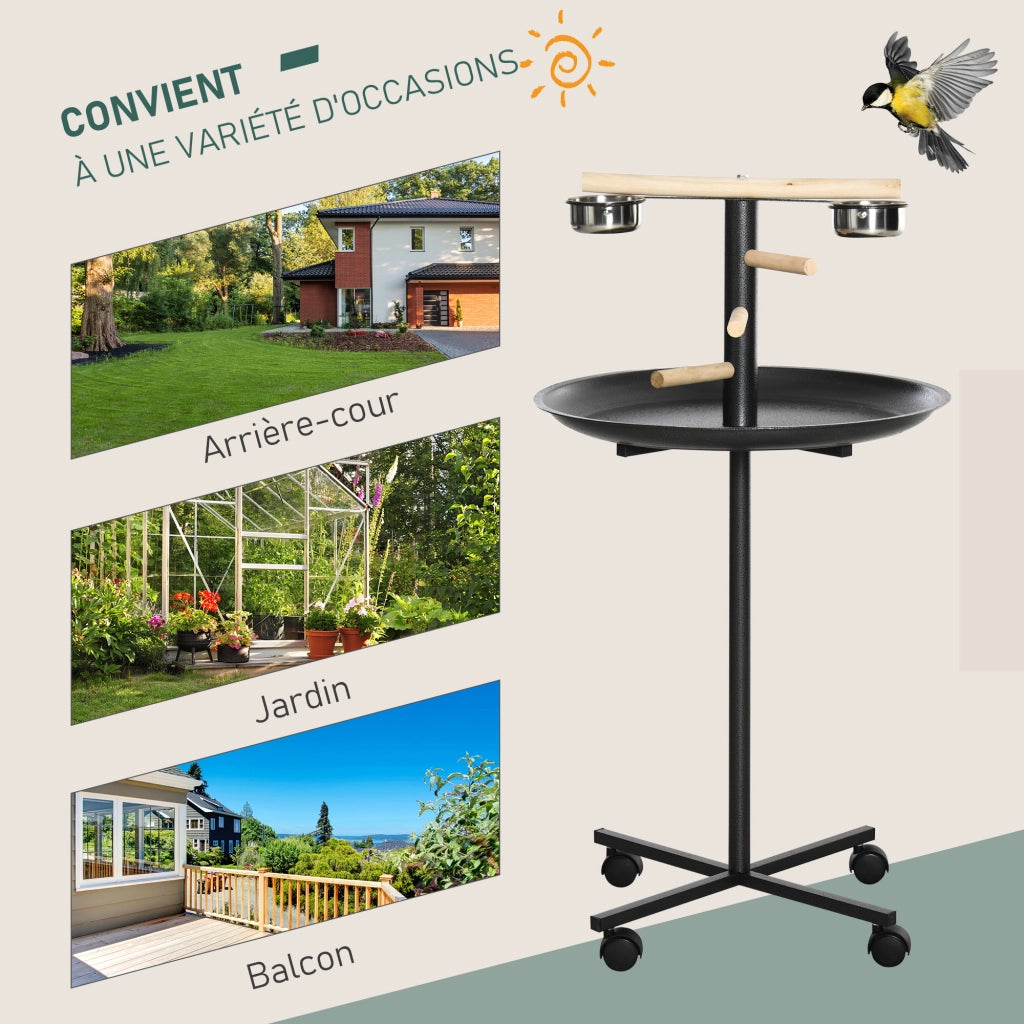 Mangiatoia per uccelli con 2 vaschette in acciaio inox ¨C zephmum ¨C grigio 60x111 cm