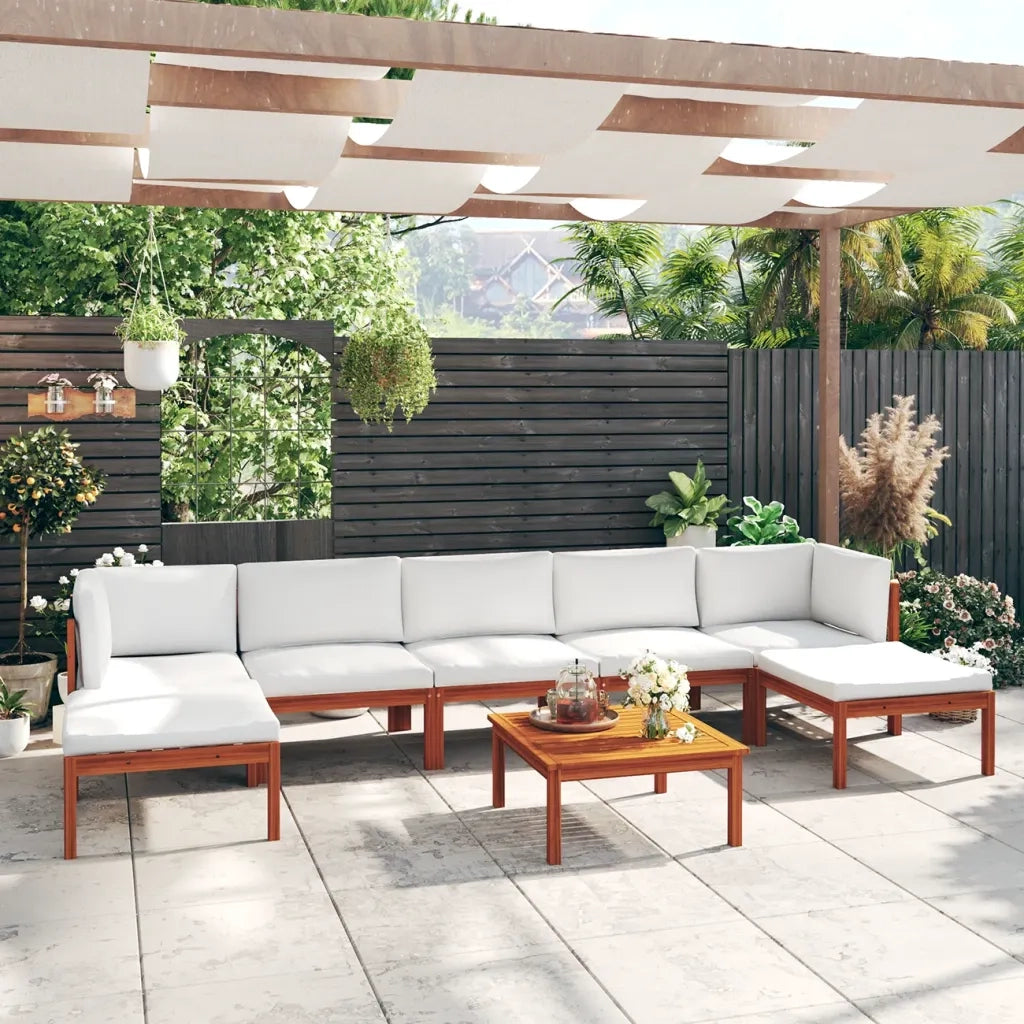 Set da giardino 8 pezzi con cuscini crema 63x63 cm 3057906