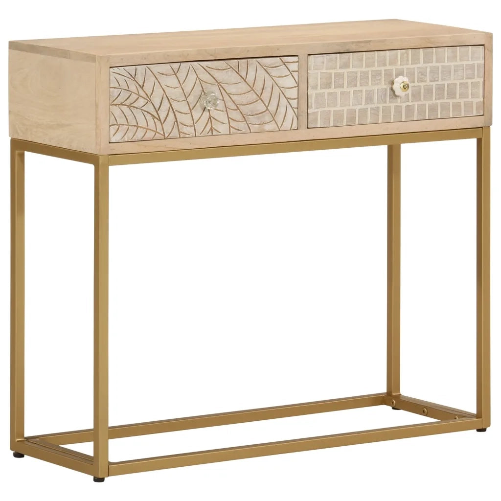 Tavolo Consolle 90x30x76 cm in Legno Massello di Mango e Ferrocod mxl 91643