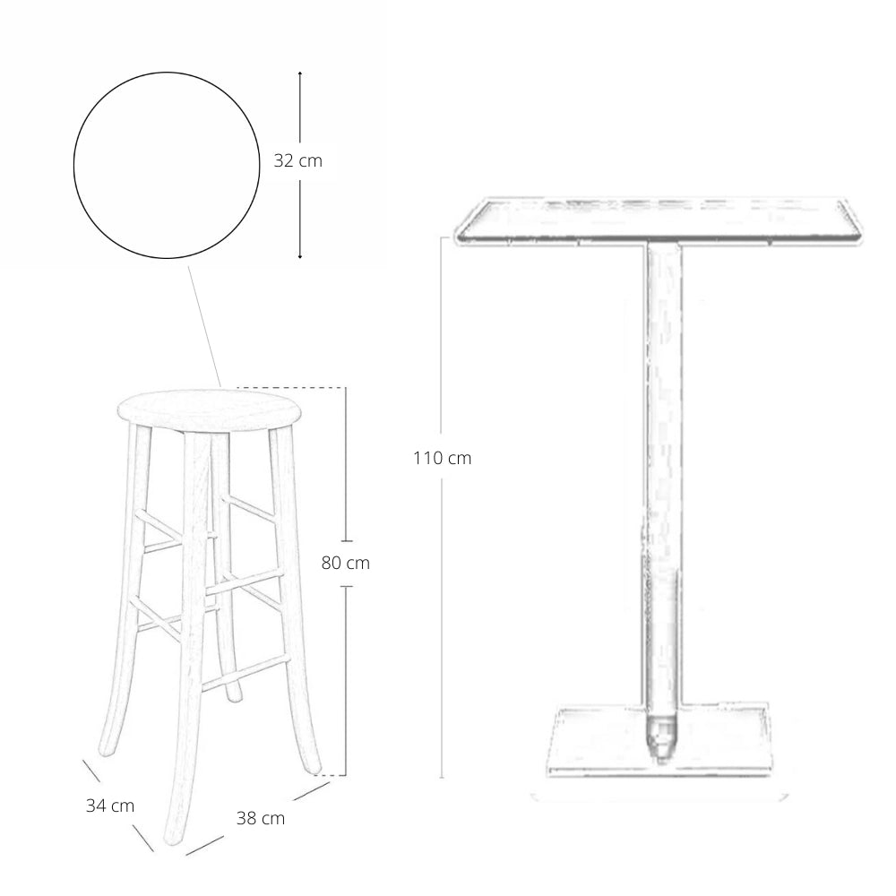 Sgabello da bar tondo in legno grezzo da dipingere h 80 cm gambe curve
