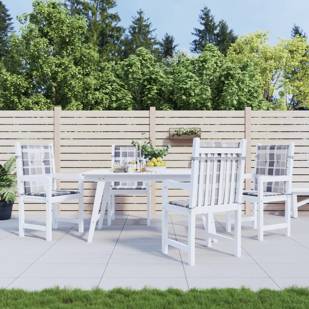 Cuscini per Sedia 4 pz | Cuscini per sedie a Quadri Grigi 100x50x3cm Tessuto Oxford