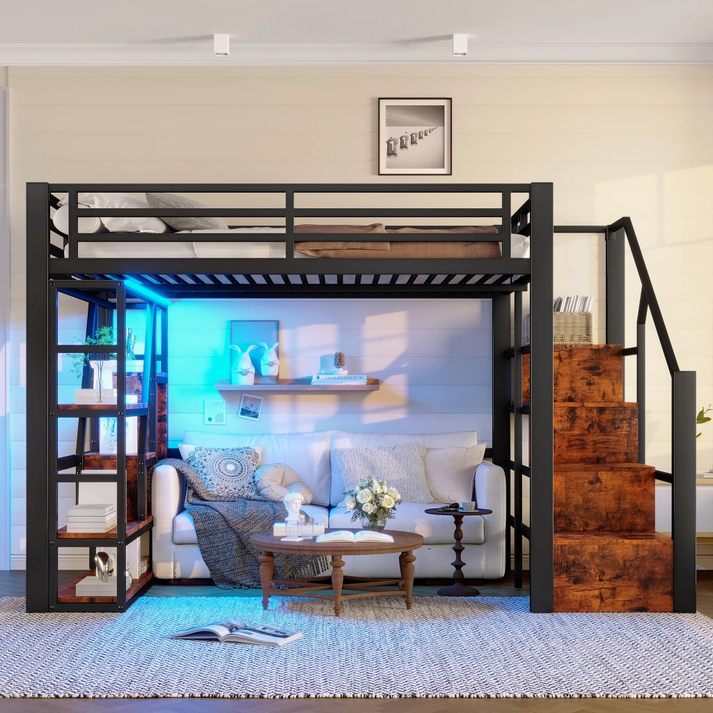 Letto a castello nero 140x200 cm con struttura in metallo e MDF