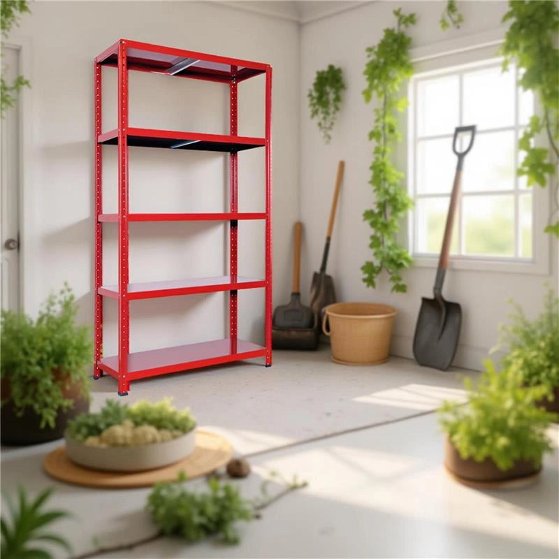 SCAFFALE IN METALLO ROSSO ETTORE KIT BULLONI 100 X 40 X H 187 CM 5 RIPIANI