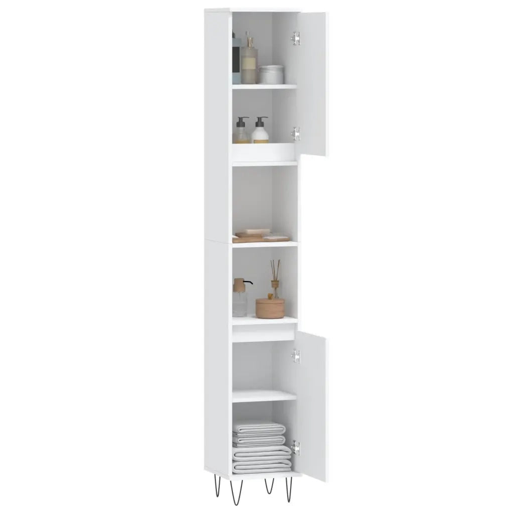 Armadietto da Bagno Bianco 30x30x190 cm in Legno Multistrato 831532