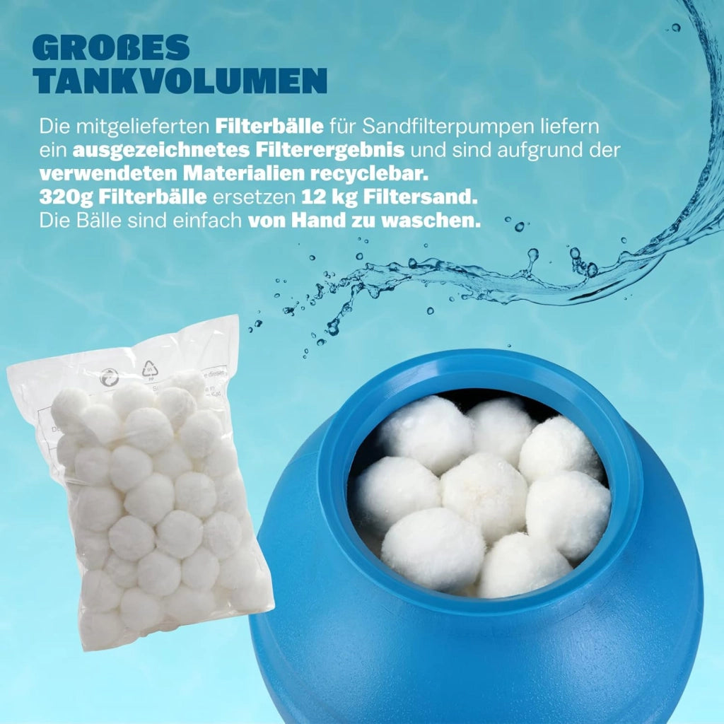 ® Filtro Acqua per Piscina SF102K 10.200 L/h Fino a 35.000L Palline Filtranti 1000gr Incl. Valvola a 7 Vie Adattatore 2in1 Ø32-38mm Pompa di Filtraggio 450W Filtri Piscine Pompe Filtranti