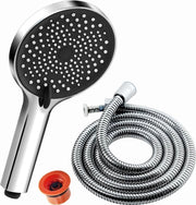 Douchekop economizzatore con tubo - 1,5 m - 3 tipi di getto - 7,5 l/min - Maniglione da bagno 130 mm - Doccia a pioggia - Elevatore di pressione
