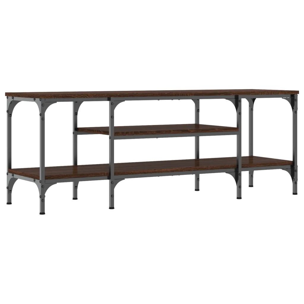 Mobile TV-Credenza per TV-Console TV Rovere Marrone 121x35x45 cm Legno Multistrato e Ferro