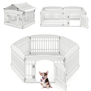 Recinto per cani in plastica con cancello pieghevole a 6 pannelli 60 cm, Casa per cani medi e piccoli Bianco-Cancelli