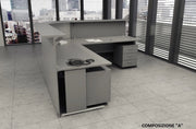 Composizione completa reception in melaminico verniciato cm. 256X256X115H