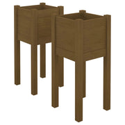 Fioriera aiuola rialzata fioriera aiuola giardino terrazze esterne set da 2 31 x 31 x 70 cm pino massiccio marrone 02_0038895