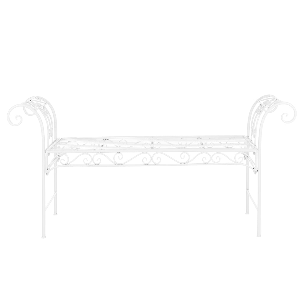 Panca da Giardino Cossila in Metallo con Braccioli Curvi 70 x 147 x 46 cm - Bianco [en.casa]
