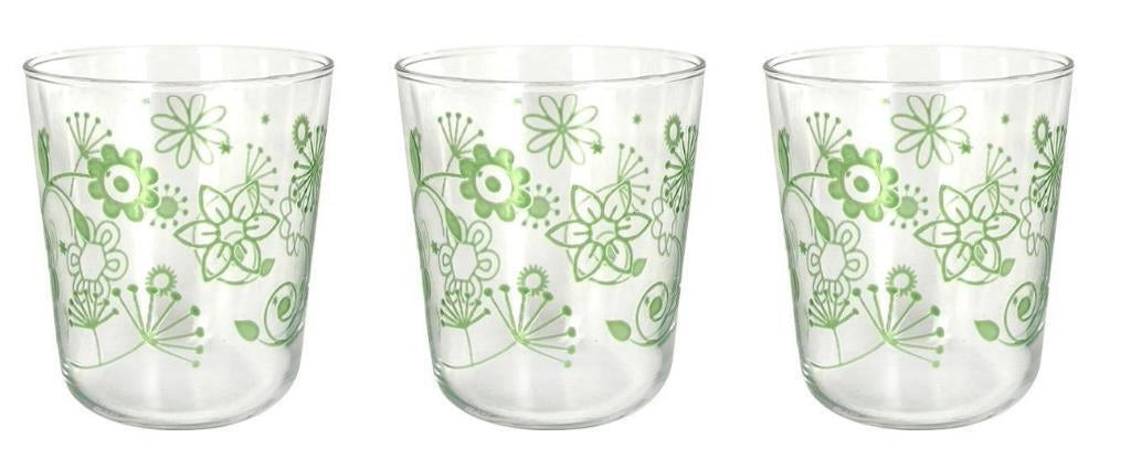 Set 3 Bicchieri da Tavola Vino Acqua Velo Flower Verde 315 cc Cerve