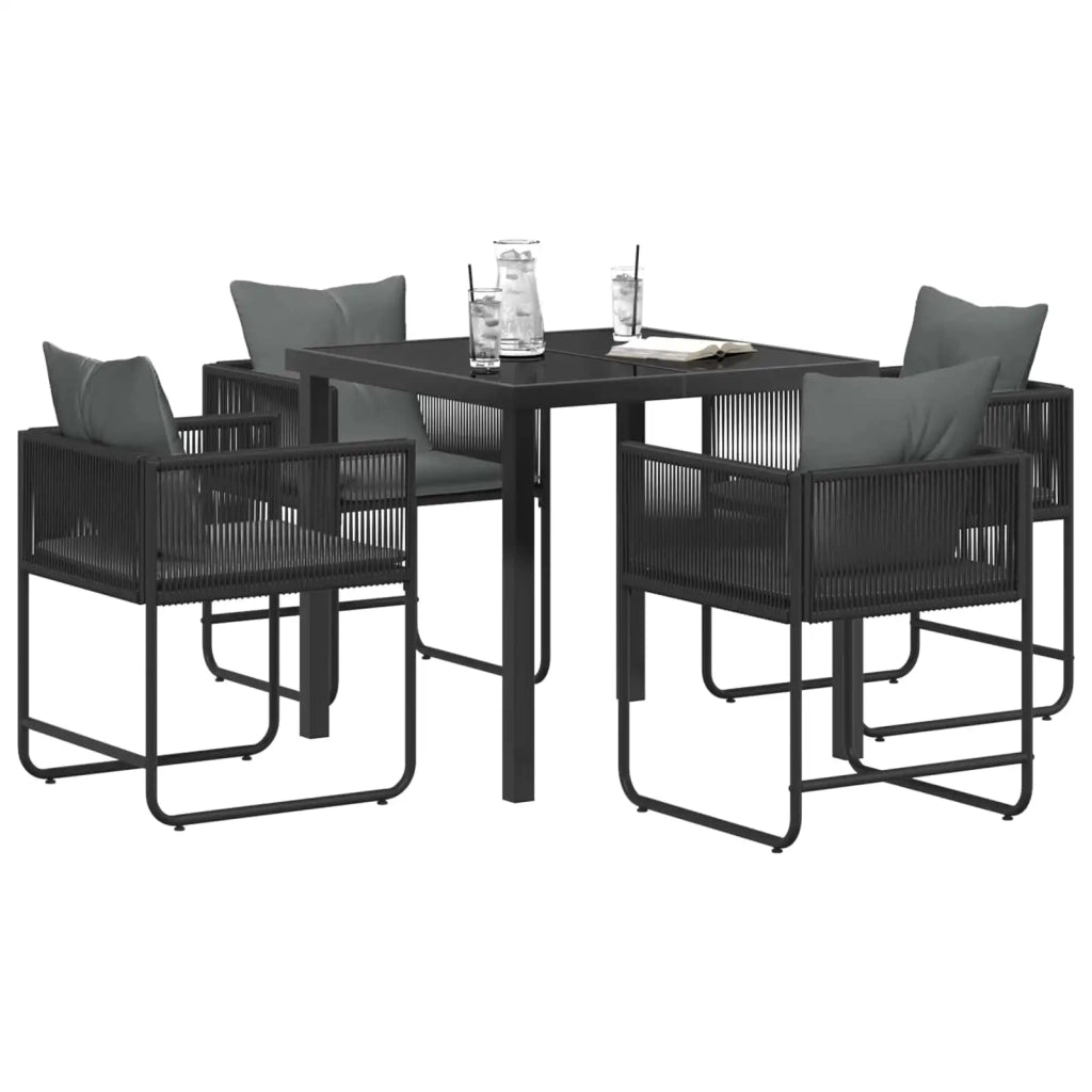 Set da Pranzo per Giardino 5 pcs Nero e antracite