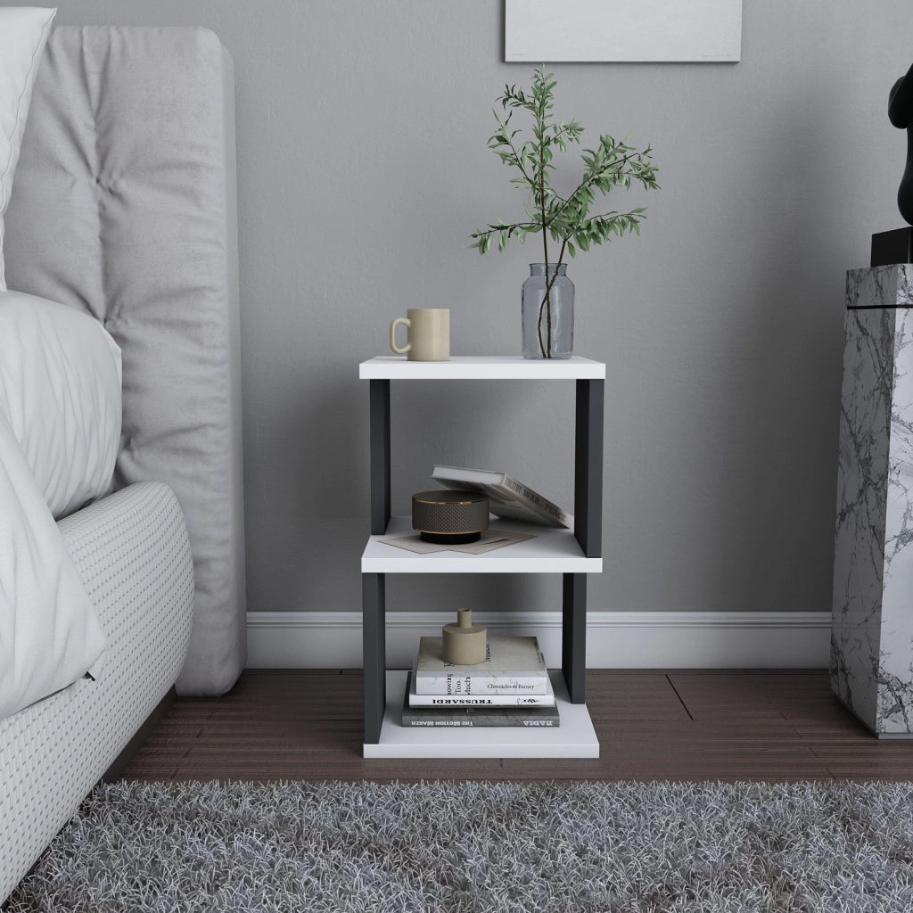 Comodino in legno "Carter" - 30 x 30 x 49 cm - Bianco