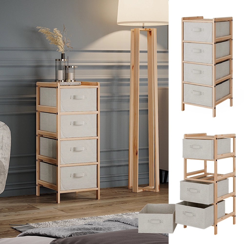 Vicco Mobile da bagno Beige 34.5 x 86 cm con 4 cassetti in tessuto