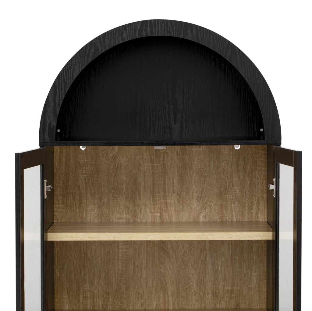 CREDENZA ALTA 76,2x40,1x180 cm Nera in MDF e vetro