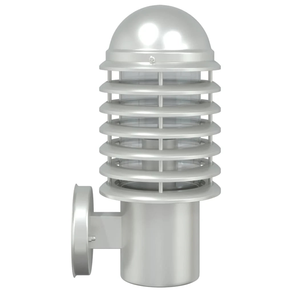 Set di 2 moderne lampade da parete per esterni da giardino 15 x 15 x 33,5 cm acciaio inox argento 02_0056568