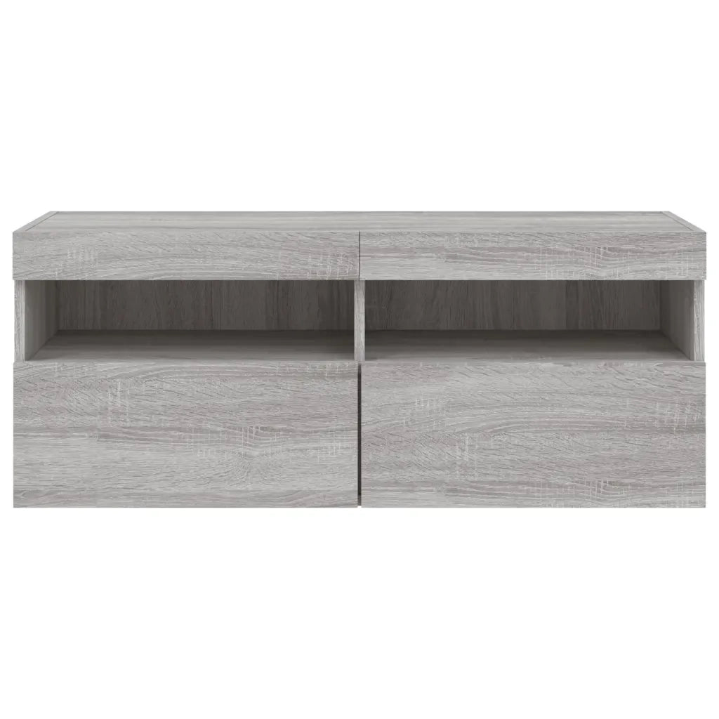 Mobile TV a Parete | Armadietto TV | Mobile Porta TV con Luci LED Grigio Sonoma 100x30x40 cm