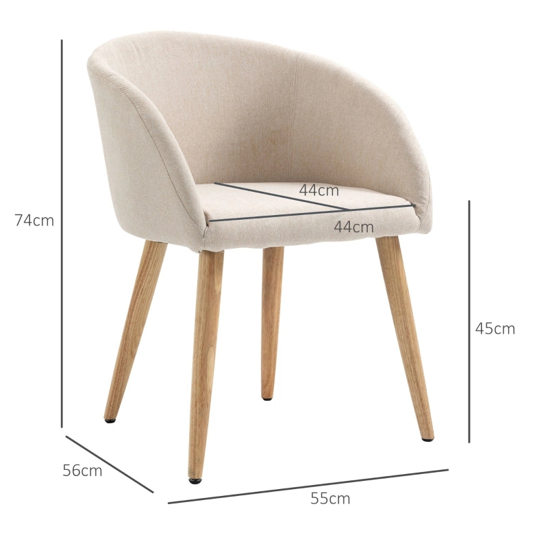 Set di 2 sedie da pranzo imbottite beige con struttura in metallo, design stile nordico e piedini regolabili