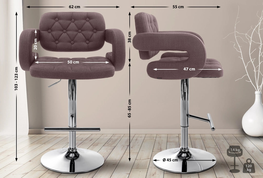 Set 2 Sgabelli Design Dublin In Tessuto marrone