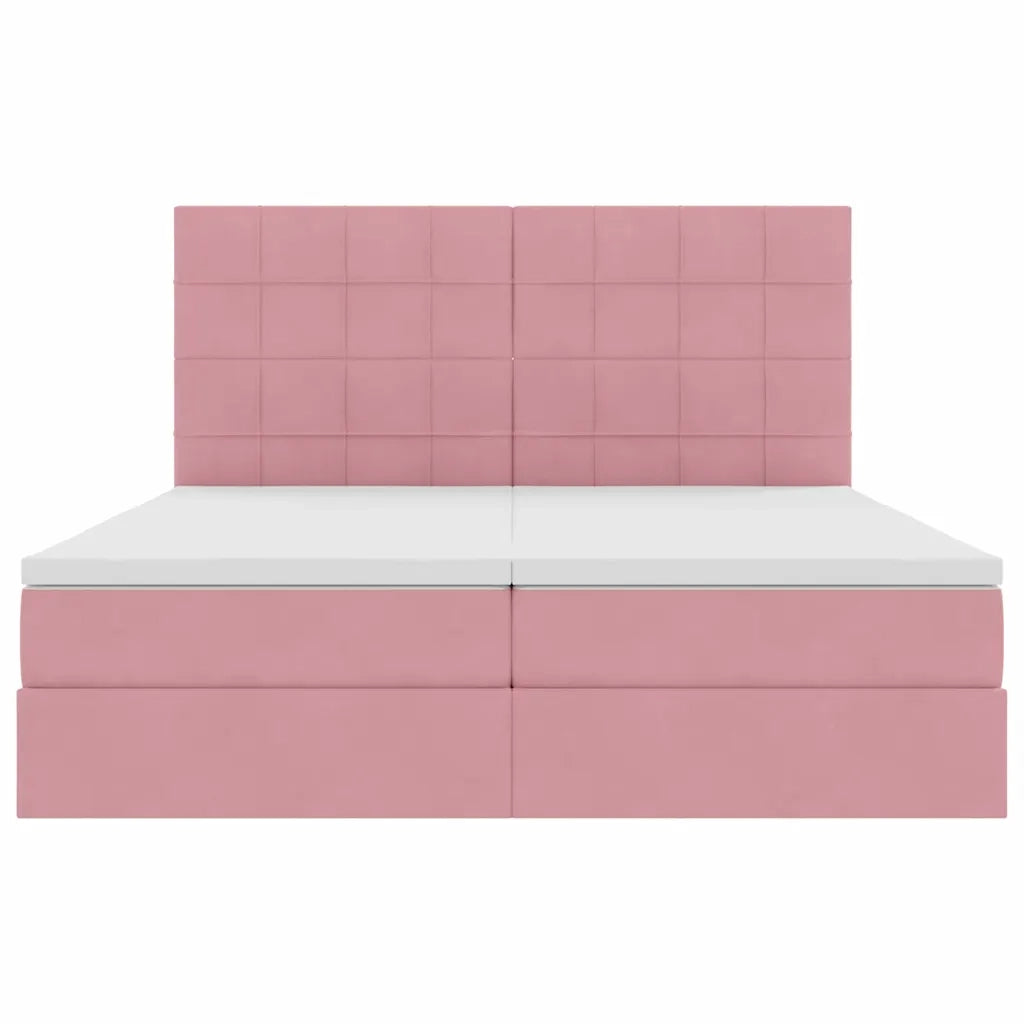 Letto con Contenitore con materasso Rosa 200 x 200 cm Velluto