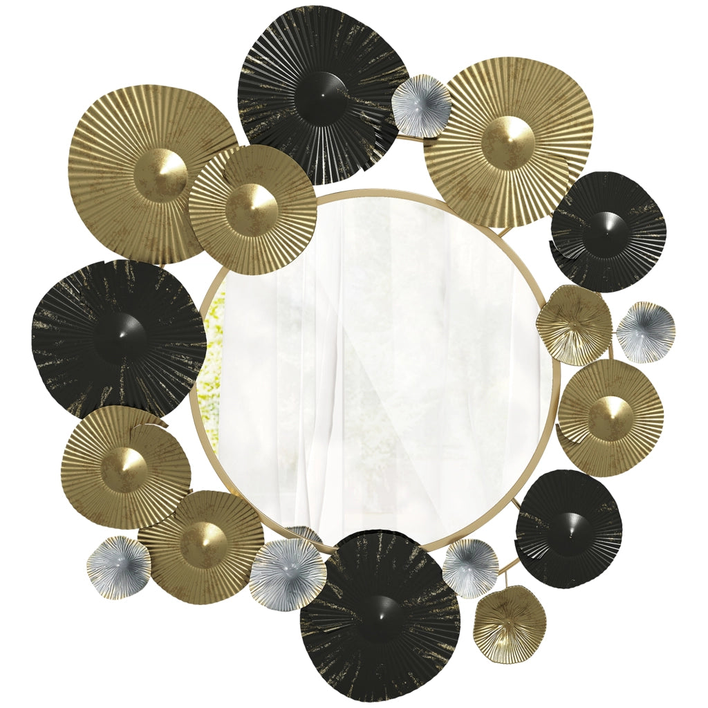 Specchio Decorativo da Parete ¨C Zephmum ¨C Dorato e Nero 84x84 cm