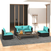 Set Divani da Giardino 4 pz con Cuscini in Polyrattan Nero 3102169