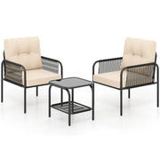 Set di 3 mobili da giardino 66 x 58 x 75 cm design comodo e funzionale in rattan PE nero 20_0011907