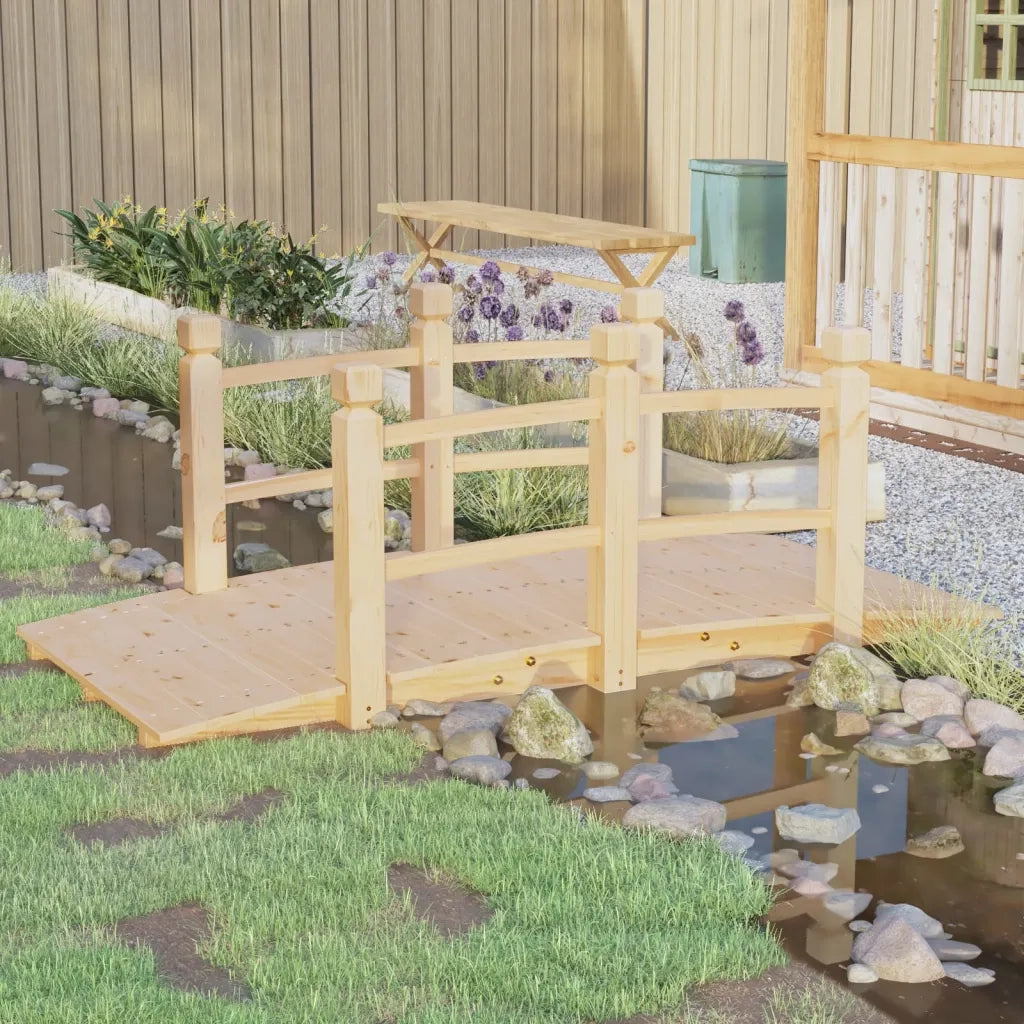Ponte Giardino Ringhiere 150x67x56cm Legno Massello Abete Rossocod mxl 127301