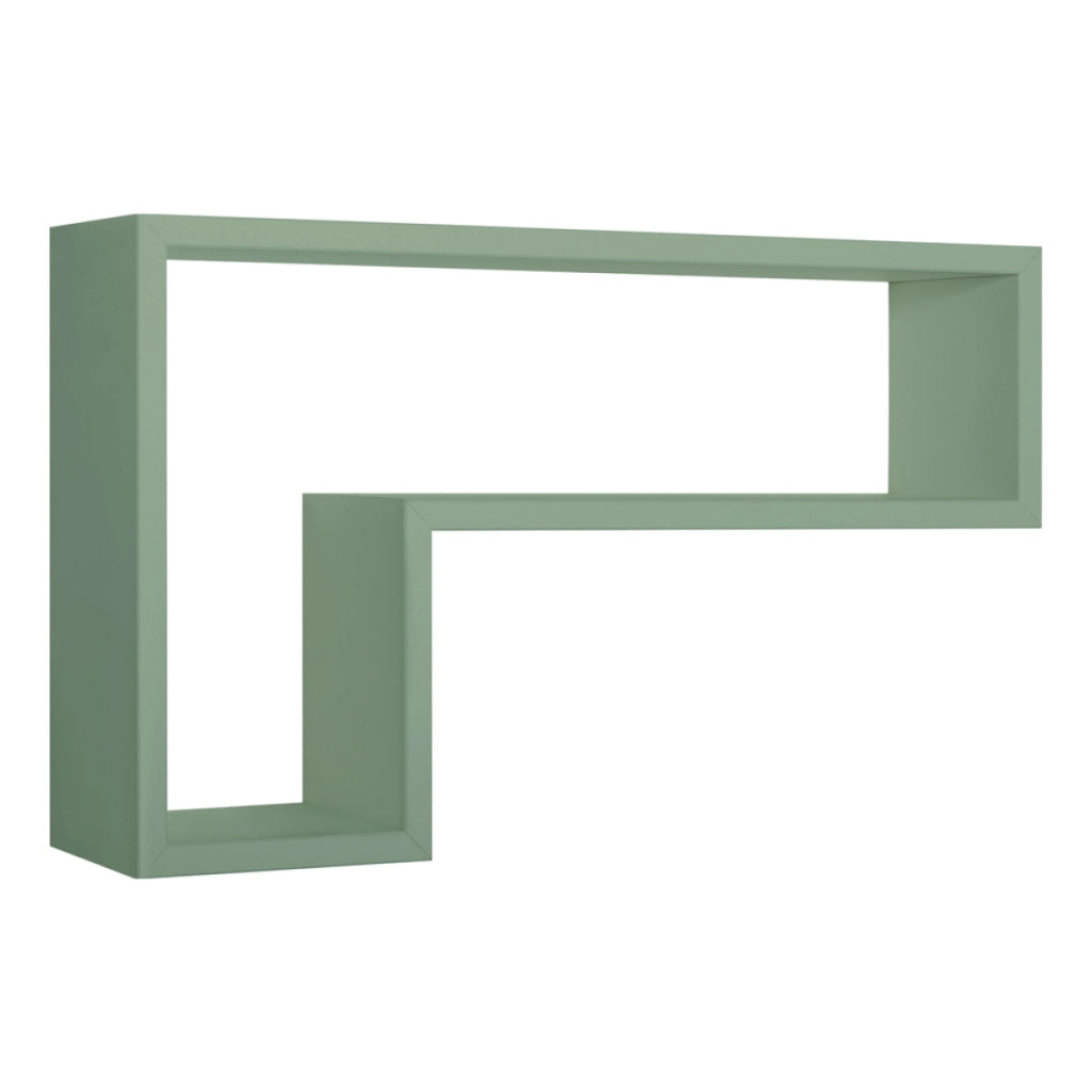 Mensola da Muro Modello LETTERA, Pensile Bagno, Mensola da Parete, Scaffale da Parete, 61x37 p15.5 cm. Finitura  VERDE A.MARINA - MADE IN ITALY