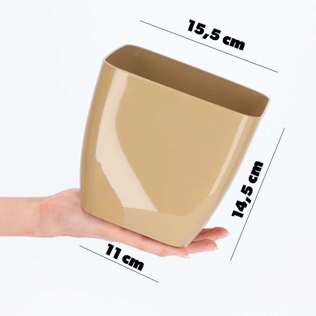 Vaso da fiori KADAX, Vaso da fiori, Quadrato, 16 cm, Plastica, Supporto per fiori, Beige
