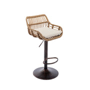 Set di 2 Sgabelli da Bar Girevoli e Regolabili in Altezza con Poggiapiedi; per Cucina e Sala da Pranzo; Lino; Beige