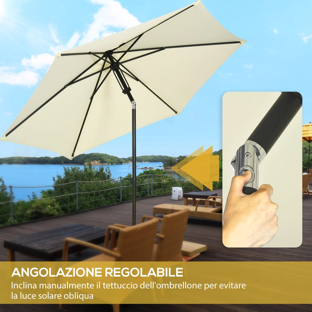 EasyComfort Ombrellone da Giardino 2.7x2.5 m, in Poliestere e Metallo con Tettuccio Inclinabile, Beige Nero