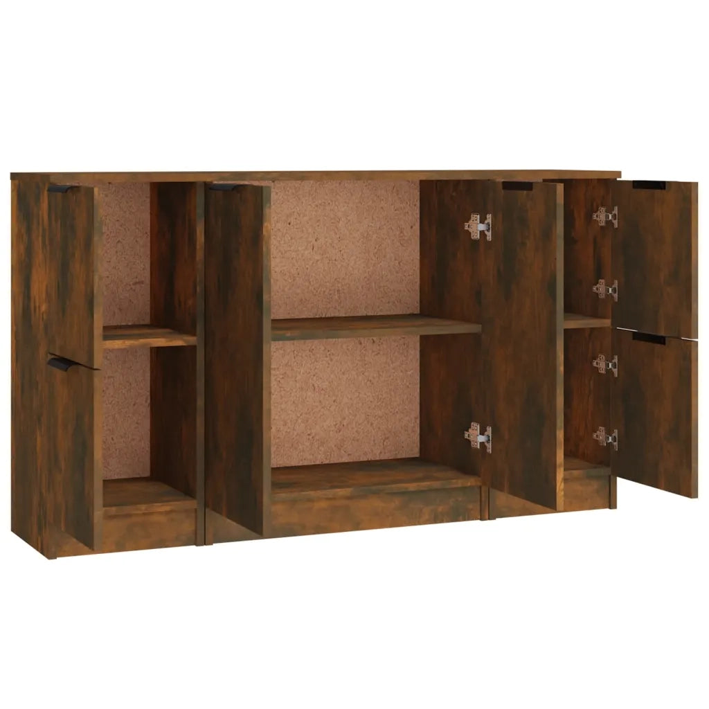 Credenze 3 pz Rovere Fumo in Legno Multistrato cod mxl 5658