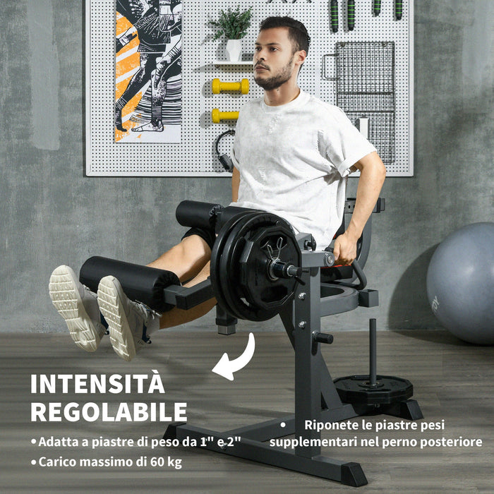 Seated Calf Machine 32 posizioni da Seduti 100x90x105 cm Grigio e Nero
