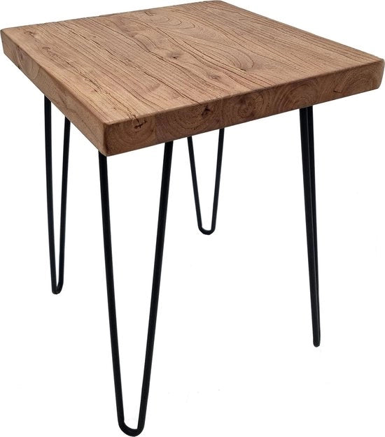 Tavolo di Cassettoni di Pioppo - Quadrato 40 cm - Tavolo da Salotto in Legno e Metallo - Tavolo Decorativo di Fiori in Legno