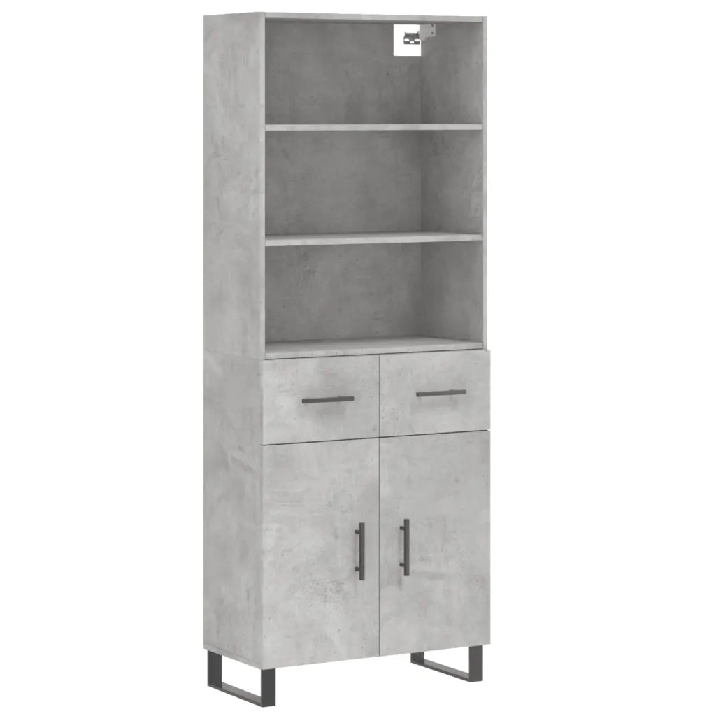 Credenza-Buffet-Armadio da cucina Grigio Cemento 69,5x34x180 cm in Legno Multistrato 139106