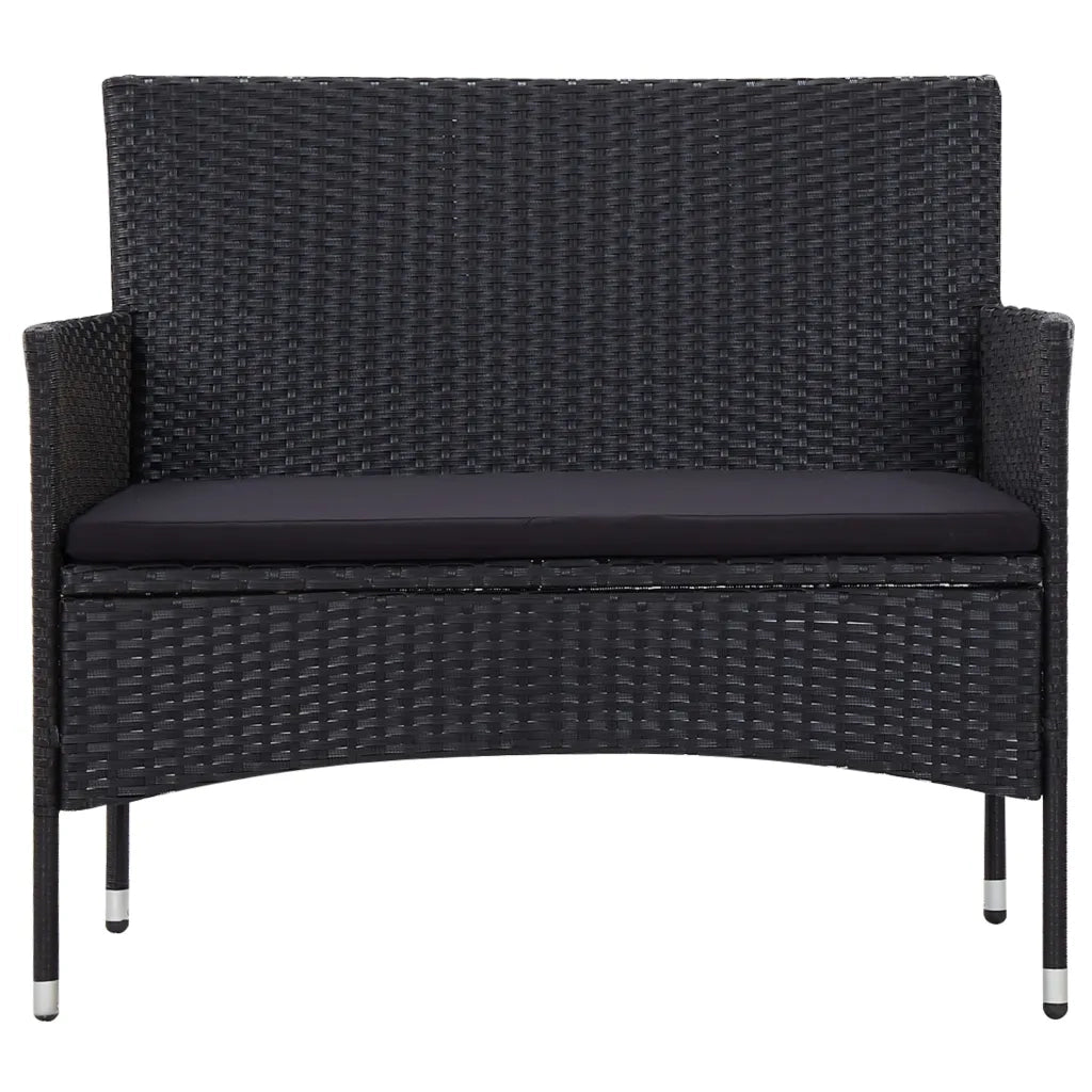 Set Divani da Giardino 5 pz con Cuscini in Polyrattan Nero cod mxl 35663