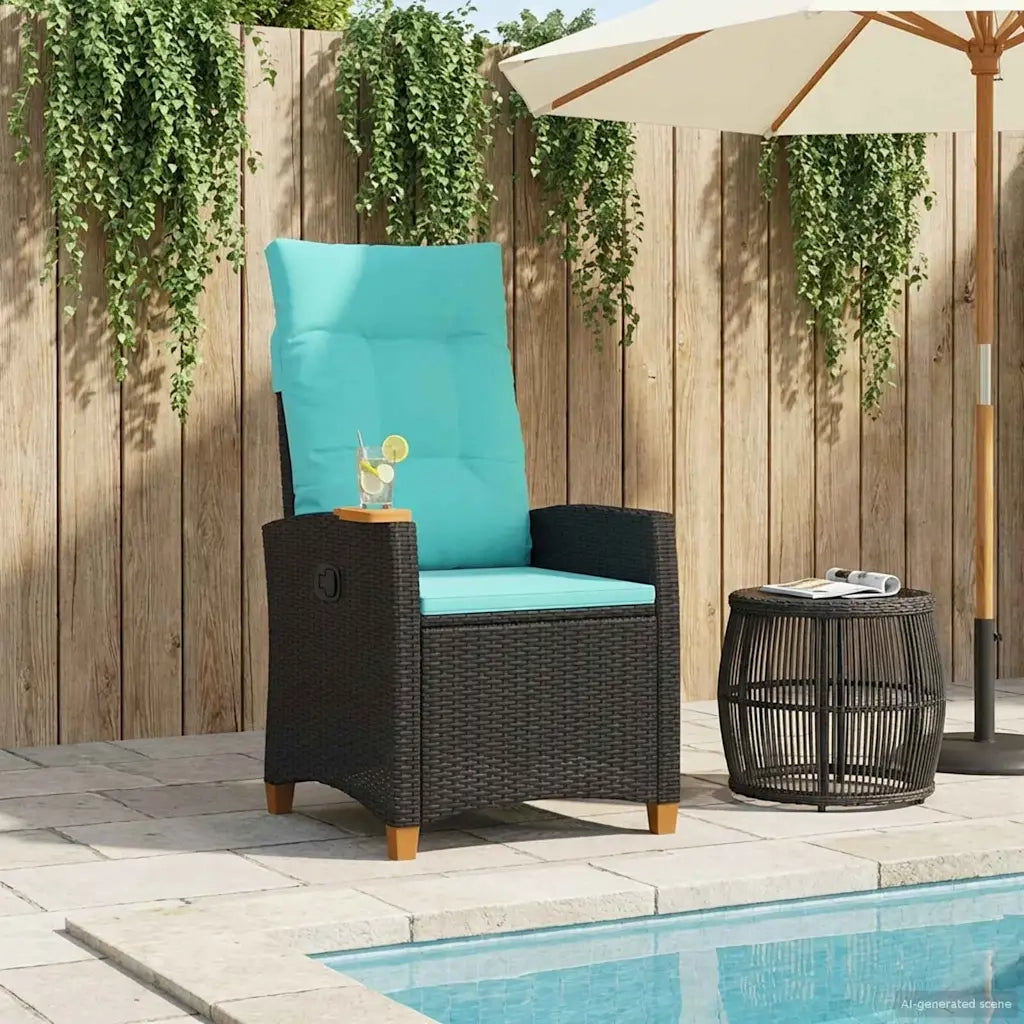 Poltrona reclinabile con tavolino 62 x 64 x 112 cm polyrattan