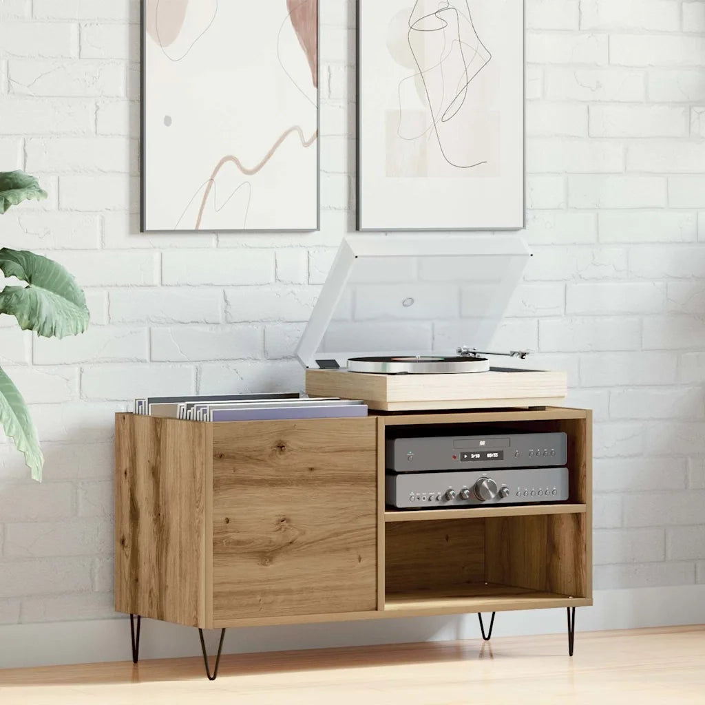 Mobile Porta Dischi Rovere Artigianale 84,5x38x48cm Multistrato
