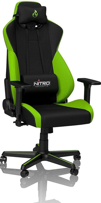 Sedia da Ufficio per Gamer - Sedia per PC - Sedia per Buro - Sedia con Braccio - Sedia per Giocatori - Regolabile in Altezza - Sedia Ergonomica - Sedia Rotante - Lusso - Nero - Verde