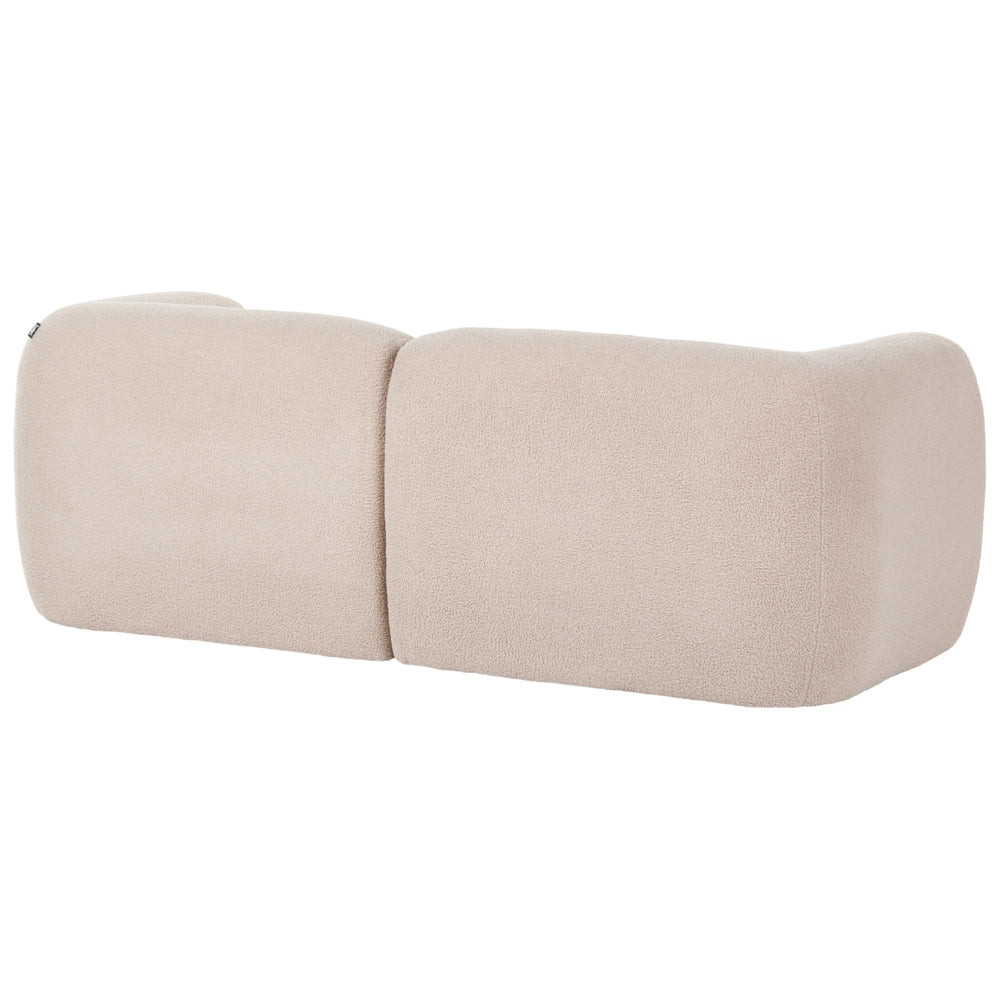 Divano modulare bouclé a due posti profilo ribassato forma organica beige