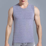 Maglietta uomo - Tank top con collo rotondo e spalle ampie - 3 pezzi - Tank top - Maglietta aderente con apertura laterale - Allenamento - Colore uniforme senza maniche - Molto elastico - Casual - Indumento da casa - XL