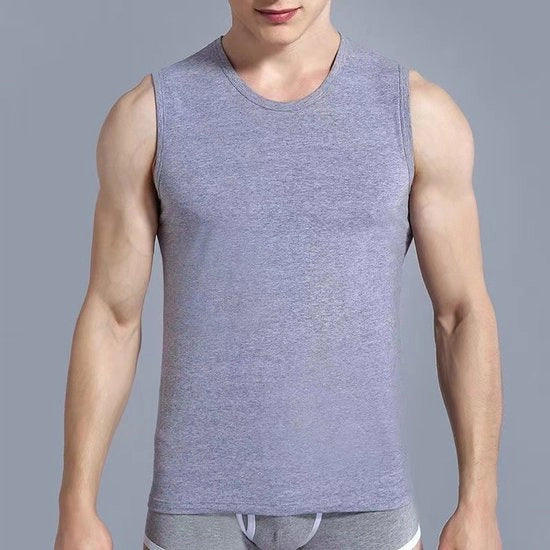 Maglietta uomo - Tank top con collo rotondo e spalle ampie - 3 pezzi - Tank top - Maglietta aderente con apertura laterale - Allenamento - Colore uniforme senza maniche - Molto elastico - Casual - Indumento da casa - XL