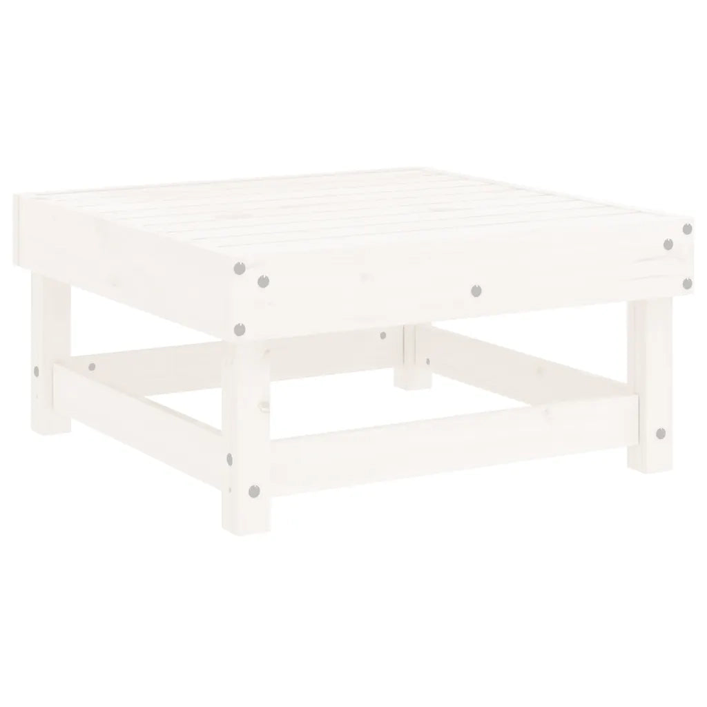 Poggiapiedi da Giardino con Cuscino Legno Massello Pino Bianco CFW4539872